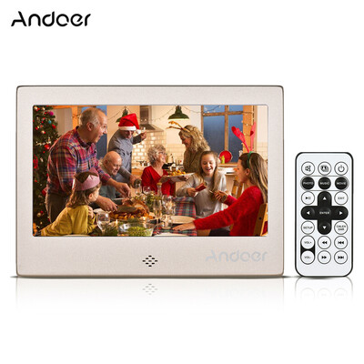 Andoer 7" LED Digital Photo Frame 720P VideoMusicCalendarClockTXT Player 1024 600 Resolution Metal Frame with Remote Control
Andoer 7" LED Digital Photo Frame 720P VideoMusicCalendarClockTXT Player 1024 600 Resolution Metal Frame with Remote Control