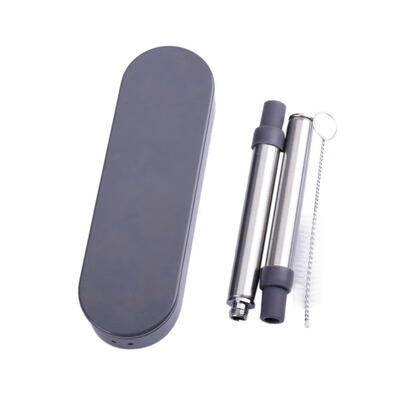Reusable Collapsible Telescopic Straws Metal Straw with Brush Storage Box