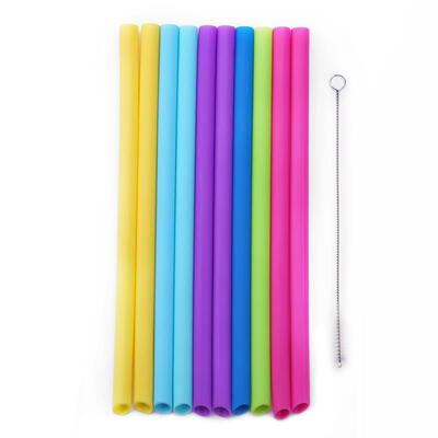 Reusable Food Grade Children Silicone Straw Kids Beverage Straw Brush Set