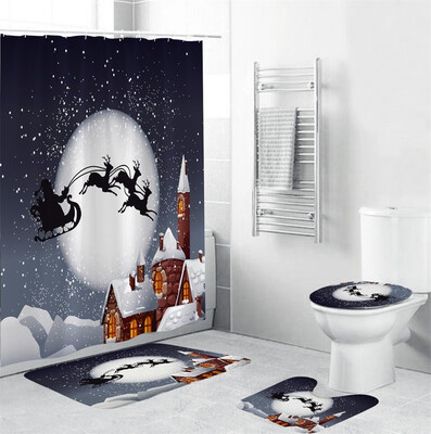 Tailored 4Pcs Christmas shower Curtain Bathroom Anti-slip Carpet Rug Toilet Cover Mat Set
Tailored 4Pcs Christmas shower Curtain Bathroom Anti-slip Carpet Rug Toilet Cover Mat Set