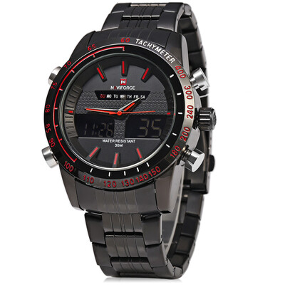 NAVIFORCE NF9024 Dual Movt Men Quartz Watch Analog Digital LED Wristwatch Calendar Watches Stainless Steel Strap
NAVIFORCE NF9024 Dual Movt Men Quartz Watch Analog Digital LED Wristwatch Calendar Watches Stainless Steel Strap