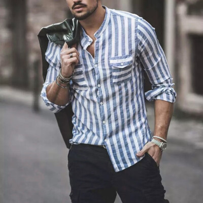 Toponeto Fashion Men Collarless Relaxed Striped Long Sleeve Shirts Pockets Tops Blouse
Toponeto Fashion Men Collarless Relaxed Striped Long Sleeve Shirts Pockets Tops Blouse
