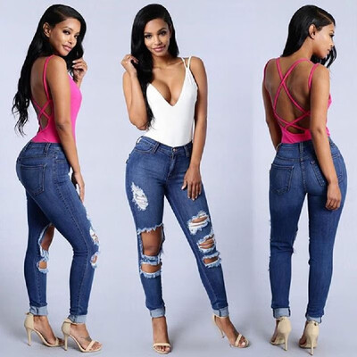 New Sexy Women Ripped Jeans High Waist Holes Functional Pockets Destroyed Skinny Jeans Blue
New Sexy Women Ripped Jeans High Waist Holes Functional Pockets Destroyed Skinny Jeans Blue