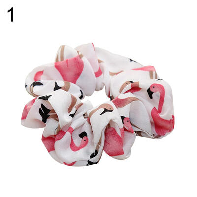 Women Fashion Flamingo Elastic Hair Rope Ring Tie Band Ponytail Holder Decor