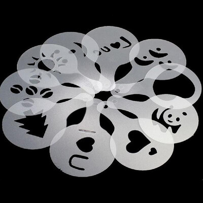 DIY Powder Shaker Coffee Cocoa Tool Cappuccino 16PCS Printing Mold Stencil