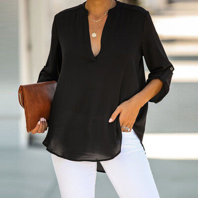 Starmoon Womens Casual Chiffon Blouse Long Sleeve Roll Up Solid Color V Neck Tunic Shirt
Starmoon Womens Casual Chiffon Blouse Long Sleeve Roll Up Solid Color V Neck Tunic Shirt