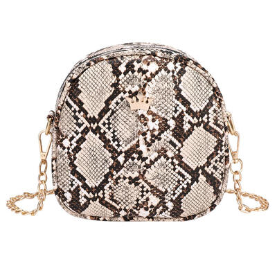 Snake Print Chain Shell Shoulder Handbags Women Crown Leather Crossbody Bag