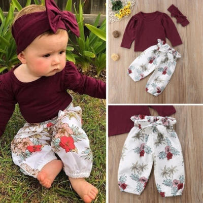 Newborn Baby Girls Clothes Casual Wine Red T-shirtLong Pants 3PCS Outfits Set 3pcs
Newborn Baby Girls Clothes Casual Wine Red T-shirtLong Pants 3PCS Outfits Set 3pcs