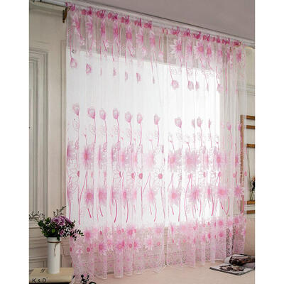 Sunflower Offset Print Window Curtains Yarn Tulle Screen Balcony Home Decor