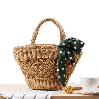Small hand-woven woven beach bag hollow scarves small fresh straw bag holiday leisure bag 
Small hand-woven woven beach bag hollow scarves small fresh straw bag holiday leisure bag