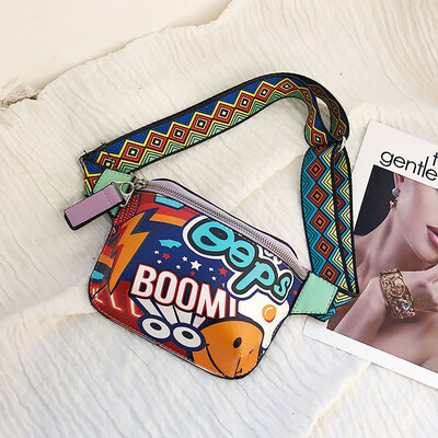 Bags For Women Luxury Handbag Women Chest Shoulder Bags Graffiti Printed Wide Shoulder Strap Messenger Hobos
