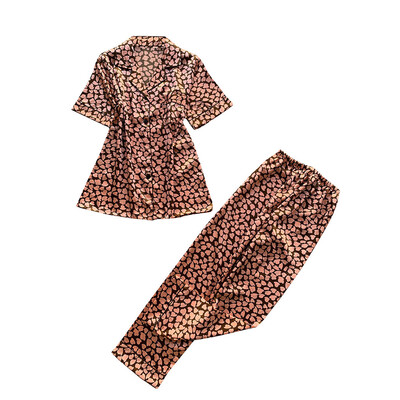 Toponeto Women Simulation Silk Leopard Print Sleepwear Long Trousers Nightwear Set
Toponeto Women Simulation Silk Leopard Print Sleepwear Long Trousers Nightwear Set