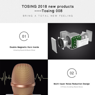 TOSING 008 Wireless Karaoke Microphone Bluetooth Speaker 2-in-1 Handheld Singing Recording Portable KTV Player for iOS Android Sma
TOSING 008 Wireless Karaoke Microphone Bluetooth Speaker 2-in-1 Handheld Singing Recording Portable KTV Player for iOS Android Sma