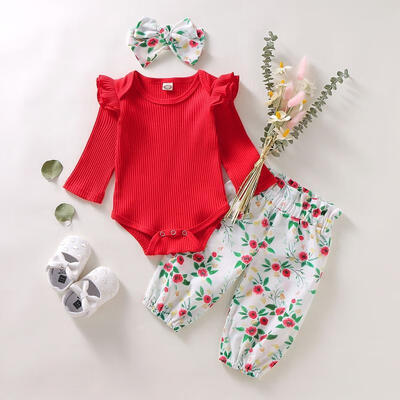 Autumn Newborn Baby Girl Pure Cotton Clothes Set 3Pcs Red Ruffled Long Sleeve Bodysuits Tops Floral Long Pants Headband 0-18
Autumn Newborn Baby Girl Pure Cotton Clothes Set 3Pcs Red Ruffled Long Sleeve Bodysuits Tops Floral Long Pants Headband 0-18