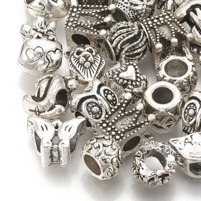 Alloy European Beads Large Hole Beads Mixed Shape Antique Silver 1014x813x710mm Hole 45mm
Alloy European Beads Large Hole Beads Mixed Shape Antique Silver 1014x813x710mm Hole 45mm