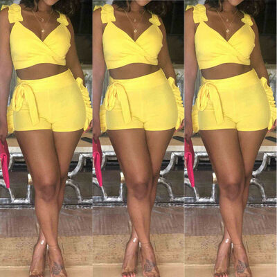 Women Summer Lace Up Two-Piece Sports Romper Crop Top Shorts Jumpsuit Summer Set Outfits
Women Summer Lace Up Two-Piece Sports Romper Crop Top Shorts Jumpsuit Summer Set Outfits