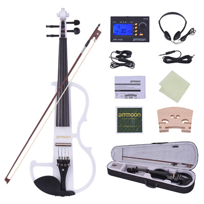 ammoon Full Size 44 Solid Wood Electric Silent Violin Fiddle Style-2 Ebony Fingerboard Pegs Chin Rest Tailpiece with Bow Hard Cas 
ammoon Full Size 44 Solid Wood Electric Silent Violin Fiddle Style-2 Ebony Fingerboard Pegs Chin Rest Tailpiece with Bow Hard Cas