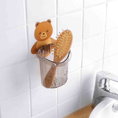 Gobestart Home Bathroom Toothbrush Holder Wall Mount Suction Cup Toothpaste Storage Rack