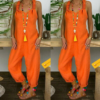 Womens Sleeveless Casual Linen Jumpsuit Loose Wide Leg Pants Strap Harem Trousers Overalls
Womens Sleeveless Casual Linen Jumpsuit Loose Wide Leg Pants Strap Harem Trousers Overalls