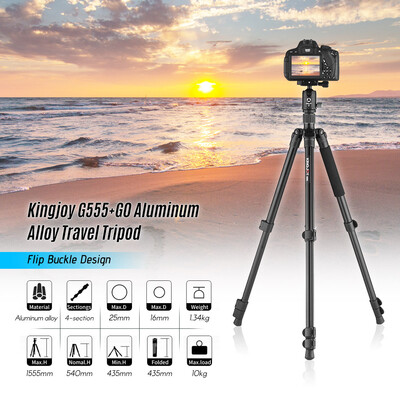 Kingjoy G555G0 Aluminum Alloy 4-Section Travel Tripod Detachable Monopod with Panoramic Ball Head Flip Buckle Design for Canon So
Kingjoy G555G0 Aluminum Alloy 4-Section Travel Tripod Detachable Monopod with Panoramic Ball Head Flip Buckle Design for Canon So