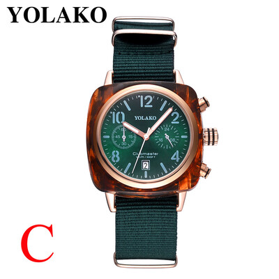 Gobestart Luxury Temperament Square Dial Canvas Watchband Watch Analog Quartz Watch