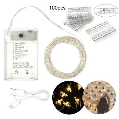 100 Clips LEDs String Photo Picture Clip Fairy String Light Mini DIY Clothespin USB Batterys Powered for Home Wedding Party Christ
100 Clips LEDs String Photo Picture Clip Fairy String Light Mini DIY Clothespin USB Batterys Powered for Home Wedding Party Christ