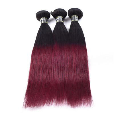 Amazing Star Ombre Hair Bundles Brazilian Straight Hair 3 Bundles Virgin Human Hair Extensions Burgundy1B Color