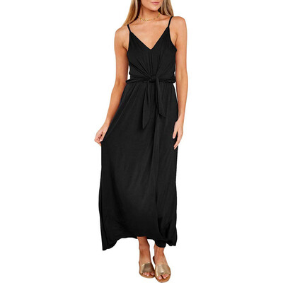 Women Temperament Deep V Summer Solid Color Mid-length Sleeveless Sling Casual Dress
Women Temperament Deep V Summer Solid Color Mid-length Sleeveless Sling Casual Dress