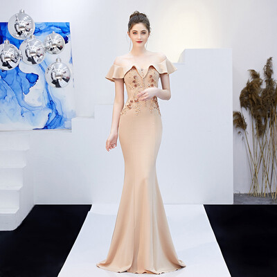 Sexy Off The Shoulder Mermaid Evening Dress Elegant Long Slim Applique Women Bride Toasting Dress
Sexy Off The Shoulder Mermaid Evening Dress Elegant Long Slim Applique Women Bride Toasting Dress