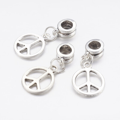 Antique Silver Alloy European Dangle Beads Peace Sign Lead Free&Cadmium Free about 30mm long 14mm wide 5mm thick
Antique Silver Alloy European Dangle Beads Peace Sign Lead Free&Cadmium Free about 30mm long 14mm wide 5mm thick