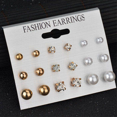 EK195 New Fashion Gold Silver Color Ball Crystal Heart Pearl Stud Earrings For Women Vintage Leaf Earring Set Boho Punk earring
EK195 New Fashion Gold Silver Color Ball Crystal Heart Pearl Stud Earrings For Women Vintage Leaf Earring Set Boho Punk earring