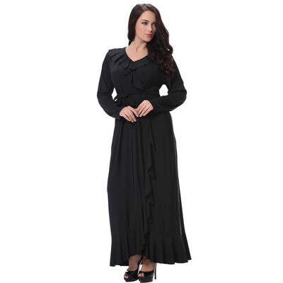 Sexy Women V Neck Long Sleeves Plus Size Dress Ruffles Irregular Hem Big Size Solid Maxi Dress Black
Sexy Women V Neck Long Sleeves Plus Size Dress Ruffles Irregular Hem Big Size Solid Maxi Dress Black