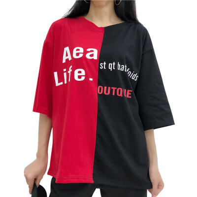 Harajuku Style Letter Print Loose Womens T-shirt Fashion All-match Stitching Design Top
Harajuku Style Letter Print Loose Womens T-shirt Fashion All-match Stitching Design Top