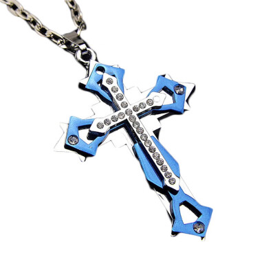 Men Chain Necklace Punk Style 3 Layer Titanium Steel Filled Clear Crystal Cross Pendant Necklaces Long Sweater Chain
Men Chain Necklace Punk Style 3 Layer Titanium Steel Filled Clear Crystal Cross Pendant Necklaces Long Sweater Chain