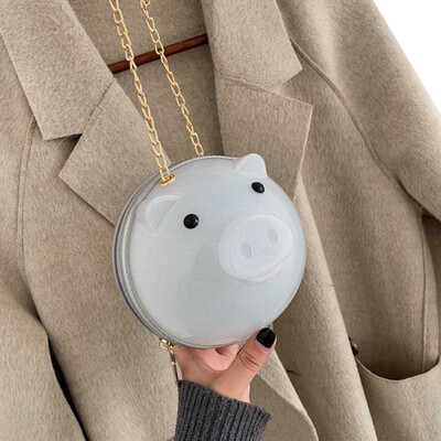Girls Mini Messenger Bags Acrylic Plastic Pig Shape Shoulder Bags Cute Funny Bag For Girl 2019