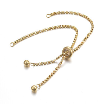 Adjustable 304 Stainless Steel Bracelet Makings Slider Bracelets Golden 9-12"24cm Hole 2mm Single Chain Length about 12c
Adjustable 304 Stainless Steel Bracelet Makings Slider Bracelets Golden 9-12"24cm Hole 2mm Single Chain Length about 12c