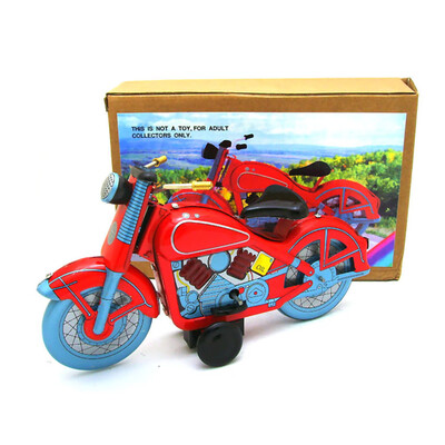 Gobestart Tinplate Nostalgic Clockwork Chain Toy Photography Props Motorcycle