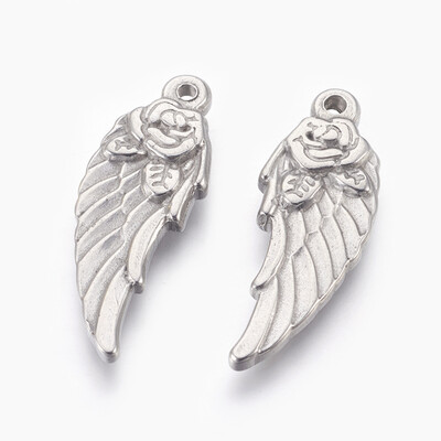 304 Stainless Steel Pendants Double-sided Wing Stainless Steel Color 32x12x35mm Hole 16mm
304 Stainless Steel Pendants Double-sided Wing Stainless Steel Color 32x12x35mm Hole 16mm
