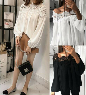 Women Blouse Shirts Long Sleeve Neck Lace Floral Solid Chiffon Loose Blouse New
Women Blouse Shirts Long Sleeve Neck Lace Floral Solid Chiffon Loose Blouse New