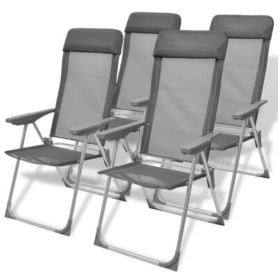 Camping Chairs 4 pcs Gray Aluminum 22"x236"x441"