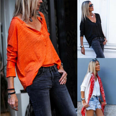 US Womens Linen Long Sleeve Baggy V Neck T-Shirt Casual Tops Loose Blouse Shirt
US Womens Linen Long Sleeve Baggy V Neck T-Shirt Casual Tops Loose Blouse Shirt