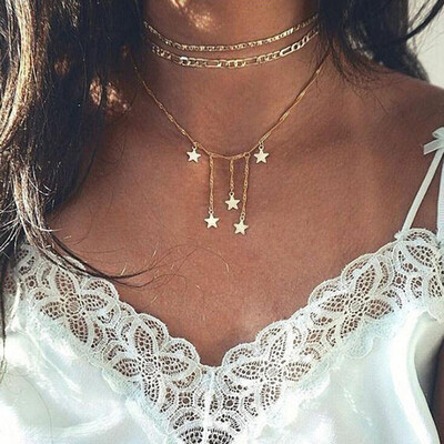 Fashion Women Multlayer Star Charm Pendant Choker Necklace Wedding Jewelry Gift 
Fashion Women Multlayer Star Charm Pendant Choker Necklace Wedding Jewelry Gift