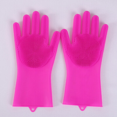 Magic Silicone Rubber Dish Washing Gloves Kitchen Gloves Cleaning Scrubber