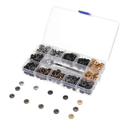 240Sets 4 Colors Clothes 4 in 1 Fastener Snap Set Metal Press Stud Cloth Button Setting Tool Kit 
240Sets 4 Colors Clothes 4 in 1 Fastener Snap Set Metal Press Stud Cloth Button Setting Tool Kit