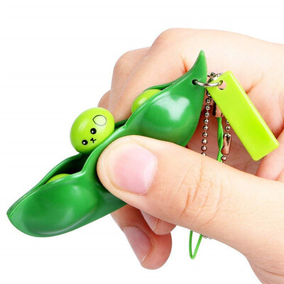 Squishy Peas In A Pod Keyring Edamame Keychain Toy