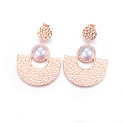304 Stainless Steel Stud Earrings with Acrylic Pearl Half Round Rose Gold 57mm 43x40x8mm Pin 08mm
304 Stainless Steel Stud Earrings with Acrylic Pearl Half Round Rose Gold 57mm 43x40x8mm Pin 08mm
