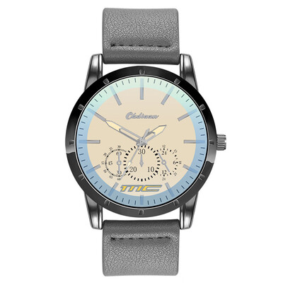 Gobestart Fashion Leather Mens Quartz Watch Mens Watch Luxury Casual Watch Clock