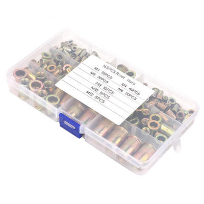 Greensen 165pcs M3-M12 Rivet Nut Kit Zinc Plated Carbon Steel Threaded insert Rivet Nutsert