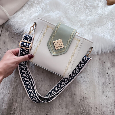 Tailored Women Wide Shoulder Strap Shoulder Messenger Bag Fashion Bucket Bag