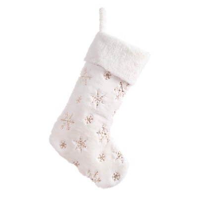 Snowflakes Embroidered White Plush Christmas Stockings Gifts Bag Hanging Loops Xmas Tree Fireplace Candy Socks
Snowflakes Embroidered White Plush Christmas Stockings Gifts Bag Hanging Loops Xmas Tree Fireplace Candy Socks